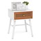 Costway 1/2 PCS Nightstand with Storage Drawer Rattan Decoration Solid Wood Legs for Bedroom